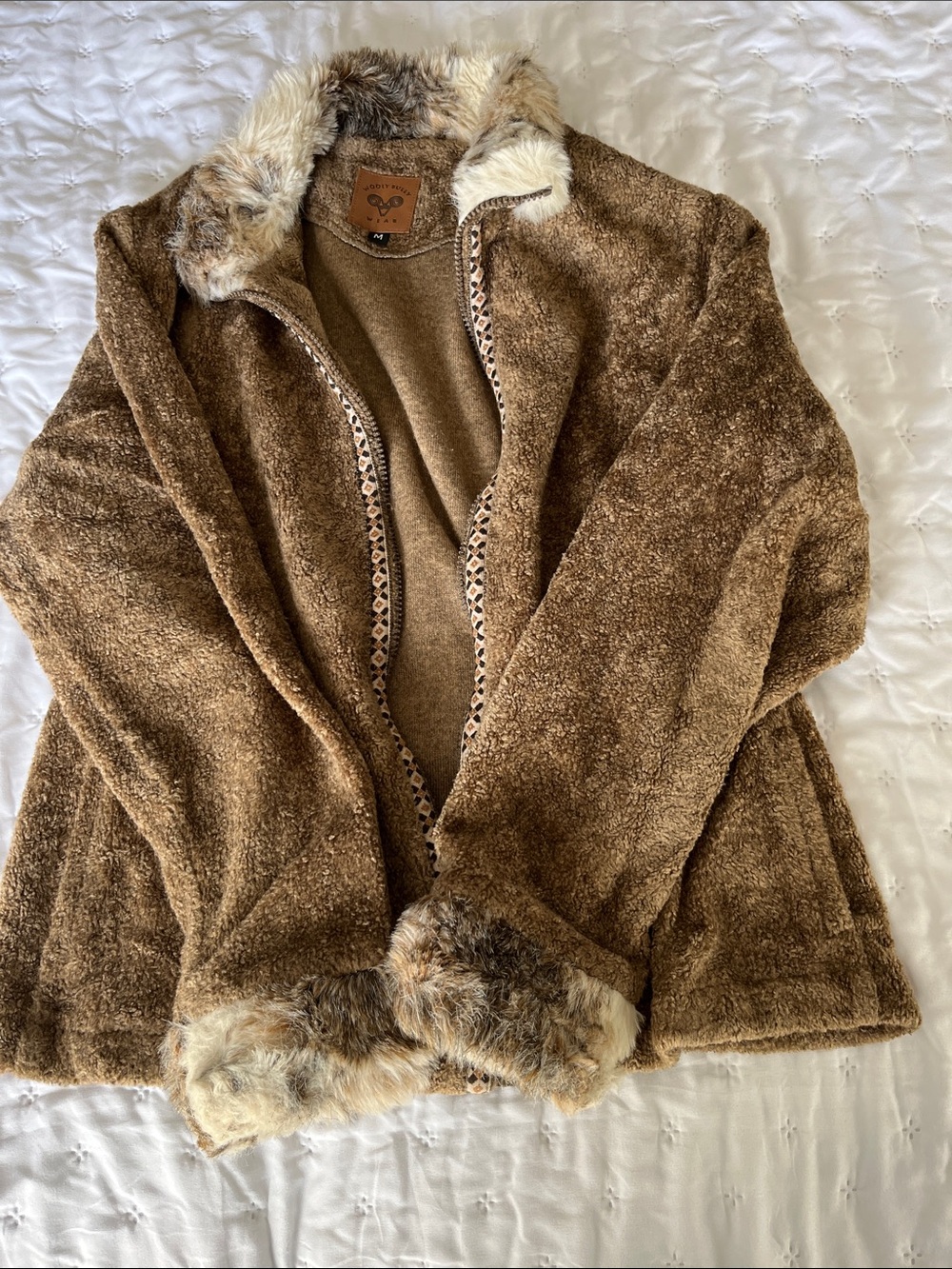 Cozy Faux Fur-Trim Brown Jacket